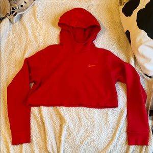 Red Nike Cropped Hoodie